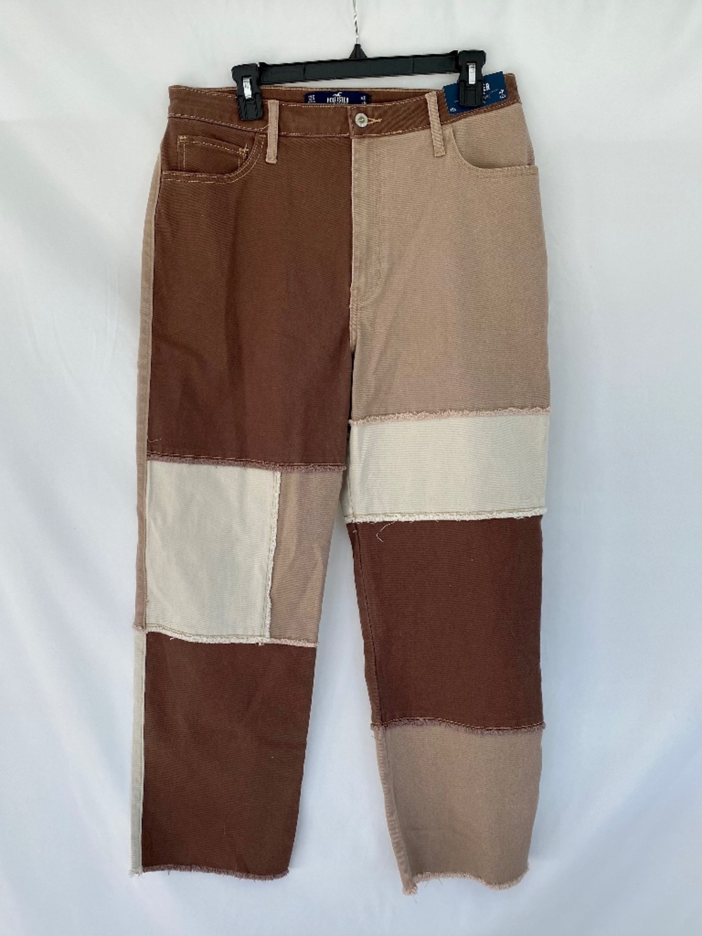 Hollister Brown Patchwork Ultra High-Rise Dad Jean Short Length NWT
